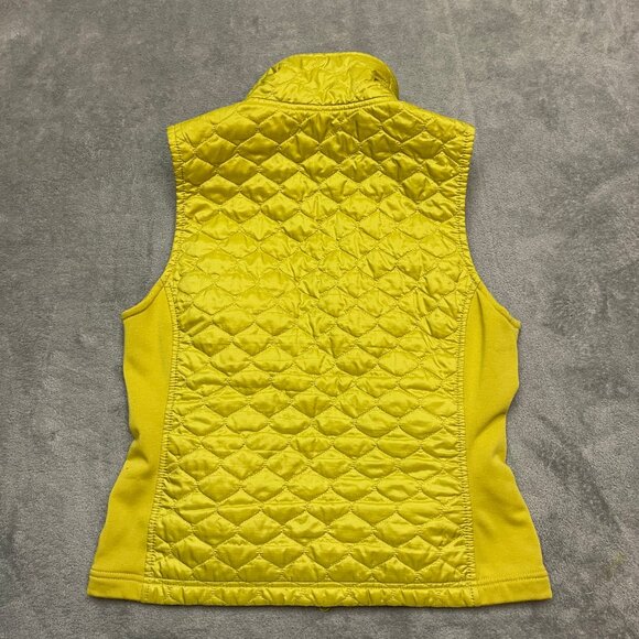 L.L.Bean Puffer Vest Womens Medium Yellow Green Quilted Insulated Zip Pockets - Picture 8 of 9
